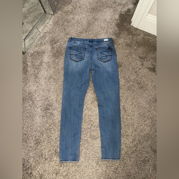 Seven7 Women's Distressed Blue Skinny Jeans - Picture 2 of 3